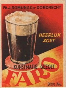 Etiket Faro (kunstmatig gezoet) De Sleutel Dordrecht - bron bieretiketten.nl