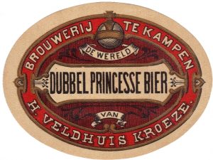Dubbel princessebier van De Wereld, de laatste brouwerij van Kampen, die in 1920 zijn deuren sloot. Bron: bieretiketten.nl.