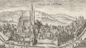 De stad Halle in de 16e eeuw - waar men kuit en hoppenbier dronk, maar voor zover bekend geen lambiek. Bron: Rijksmuseum, Amsterdam