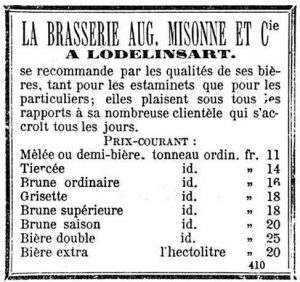 Een advertentie voor een 'brune saison'. Gazette de Charleroi 4-1-1883.