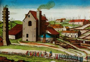 Kolenmijn in Luik, 1812. Juist hier dook saison voor het eerst op. Bron: Wikipedia