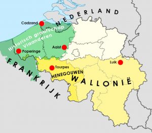 Kaart van plaatsen, regio's en landen genoemd in dit artikel.