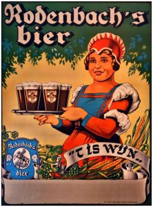 ''t Is wijn!' De 'Dikke Bertha' prijst het bier van Rodenbach aan. Bron: Erfgoedbank Midden-West.