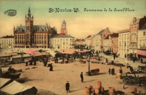 De Grote Markt in Sint-Niklaas, waar de garentwijnderij stond die zijn naam aan het bier drijdraad gaf. Bron: beeldbank Sint-Niklaas.